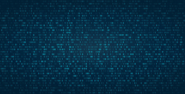 Abstract binary background for hackathon and other digital events. Fallen zero numbers with matrix effect on futuristic background.