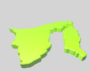 3d illustration of map of brunei country