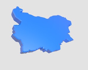 3d illustration of map of country of bulgaria