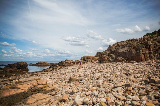 Rocky beach, Hovs Hallar, Bjarehalvon, Skane, Sweden