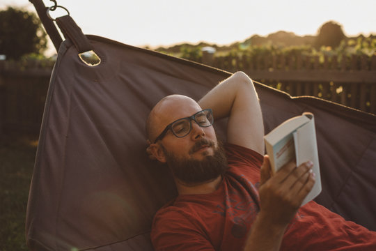 Young man relaxing in hammock
