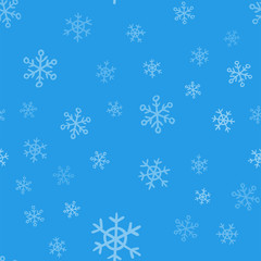 Snowflakes seamless pattern. Winter snow and christmas season background texture.