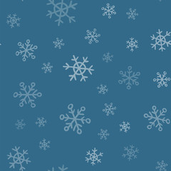 Snowflakes seamless pattern. Winter snow and christmas season background texture.