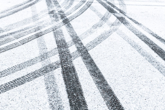 Tire tracks in snow