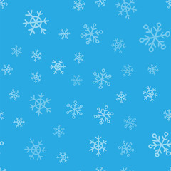 Snowflakes seamless pattern. Winter snow and christmas season background texture.