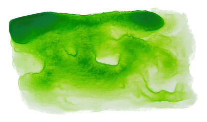 green stain watercolor background on a white background with a texture of dripped paint