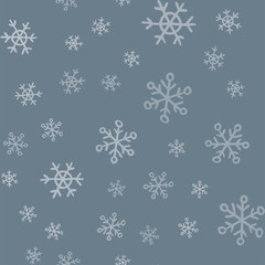Snowflakes seamless pattern. Winter snow and christmas season background texture.