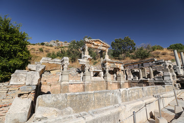 Fototapeta na wymiar Fountain of Trajan in Ephesus Ancient City, Izmir, Turkey