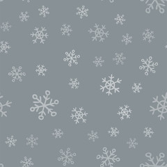 Snowflakes seamless pattern. Winter snow and christmas season background texture.
