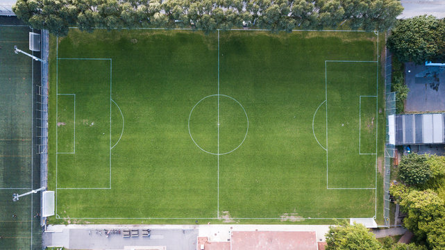 Aerial view of soccer field