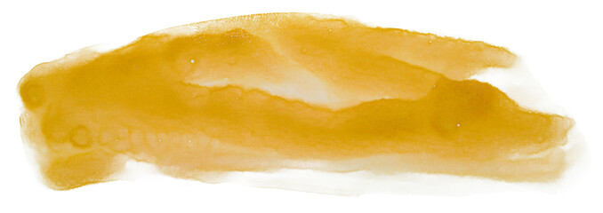 sand yellow color stain watercolor background on a white background with a texture of dripped paint