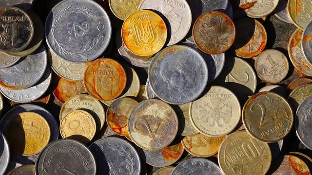 Pile of rusty coins background                              