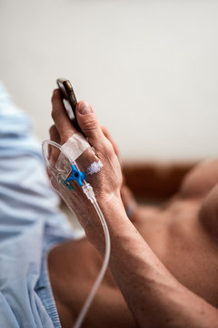 Close Up Of An IV Cannula in the hand