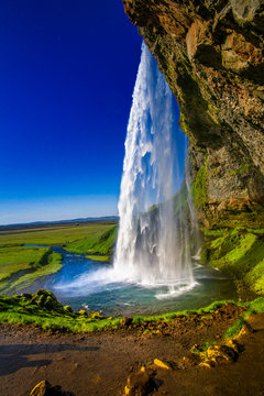 waterfall on the countryside og Iceland
