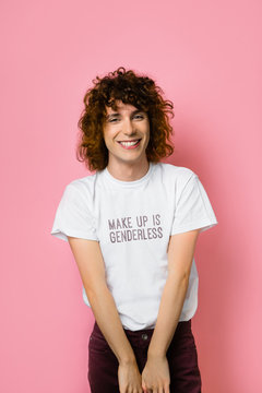 Make Up is Genderless, Tshirt on a Smiling Young Man