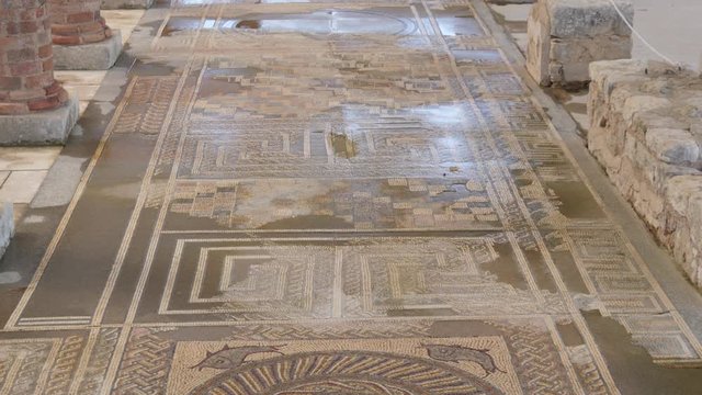 mosaic floor archaeological site conimbriga roman ruins 4k	