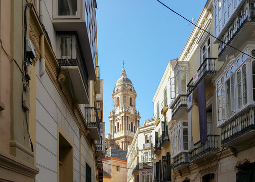 Fototapeta Buildings of a street of the Malaga city