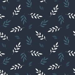 Vintage seamless floral pattern. Seamless pattern with leaves. Beautiful print with hand drawn plants. Hand drawn botany pattern for card, poster, flyer, home decor, fabric and textile