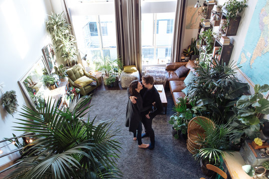 Couple dancing in the living room