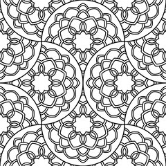 Abstract mandala fish scale seamless pattern. Ornamental tile, mosaic background. Floral patchwork infinity card. Arabic, Indian, ottoman motifs. Vector illustration.    © _aine_