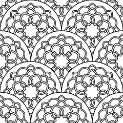 Abstract mandala fish scale seamless pattern. Ornamental tile, mosaic background. Floral patchwork infinity card. Arabic, Indian, ottoman motifs. Vector illustration.    © _aine_