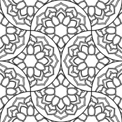 Abstract mandala fish scale seamless pattern. Ornamental tile, mosaic background. Floral patchwork infinity card. Arabic, Indian, ottoman motifs. Vector illustration.    © _aine_