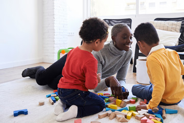 Proud black afro woman kids.