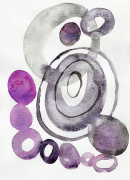 Abstract watercolor drawing with circles