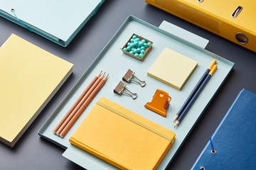 Creative layout of colorful supplies