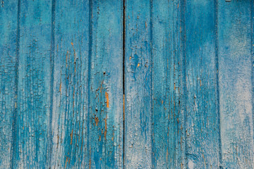 Fototapeta na wymiar Blue wooden wall, old wood planks texture, grunge background, abstract interior design 