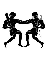 silhouette a beautiful and elegant gemini zodiac sign vector