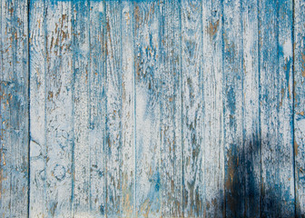 Blue wooden wall, old wood planks texture, grunge background, abstract interior design 