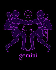 a beautiful and elegant gemini zodiac sign vector