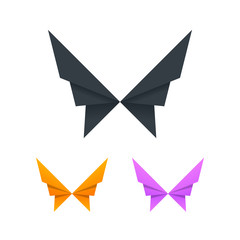 Paper cut butterfly wings colorful icons