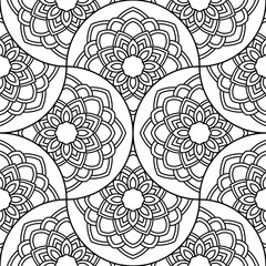 Abstract mandala fish scale seamless pattern. Ornamental tile, mosaic background. Floral patchwork infinity card. Arabic, Indian, ottoman motifs. Vector illustration.    © _aine_