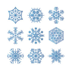 snowflake winter set of blue isolated icon silhouette on white background vector illustration