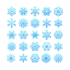 Naklejka na ściany i meble snowflake winter set of blue isolated icon silhouette on white background vector illustration