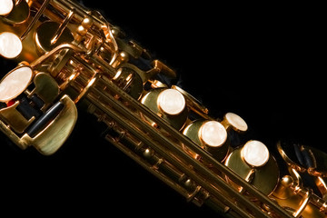 Naklejka premium soprano saxophone on black background