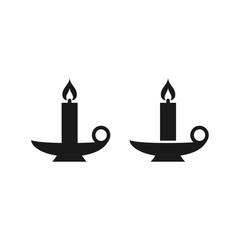 Candle simple black vector icon for birthday or religion. Glyph symbol.