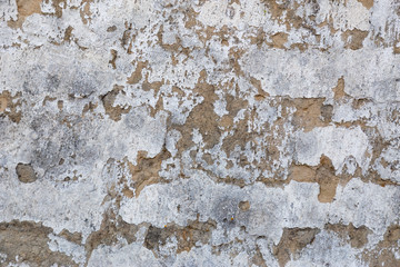Abstract vintage grunge dirty wall background texture with wall covered up in fungus and stucco dents.