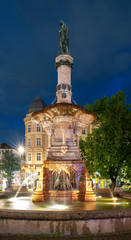 A look at the Rudolfsbrunnen (Rudolph's fountain) at blue hour