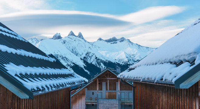 Mountain landscape in ski resort