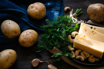 Vegetable diet for healthy eating of potatoes, garlic,