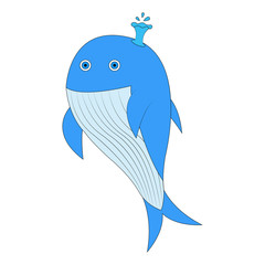 Blue whale. Vector illustration whale. Cartoon vector. isolated on white. background blue whale.
