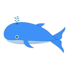 Blue whale. Vector illustration whale. Cartoon vector. isolated on white. background blue whale.