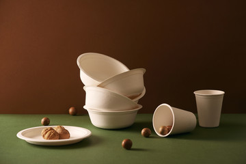 Product made from bagasse for container food, bowl or cup.