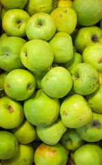 Fruit market with various colorful fresh fruits and vegetables