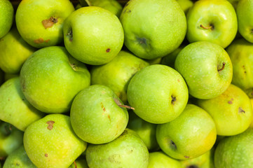 Fruit market with various colorful fresh fruits and vegetables