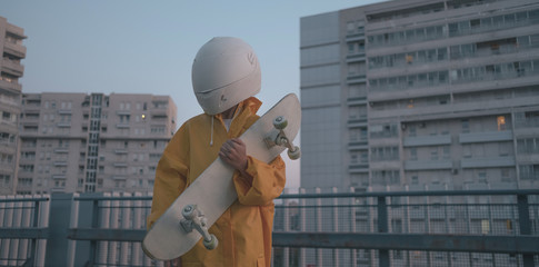 Futuristic / Cosmic Kid With White Helmet/Mask Chillin'