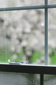 Window on rainy day